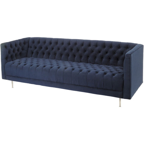 Libra Arya Blue Velvet Button Detail Three Seater Sofa